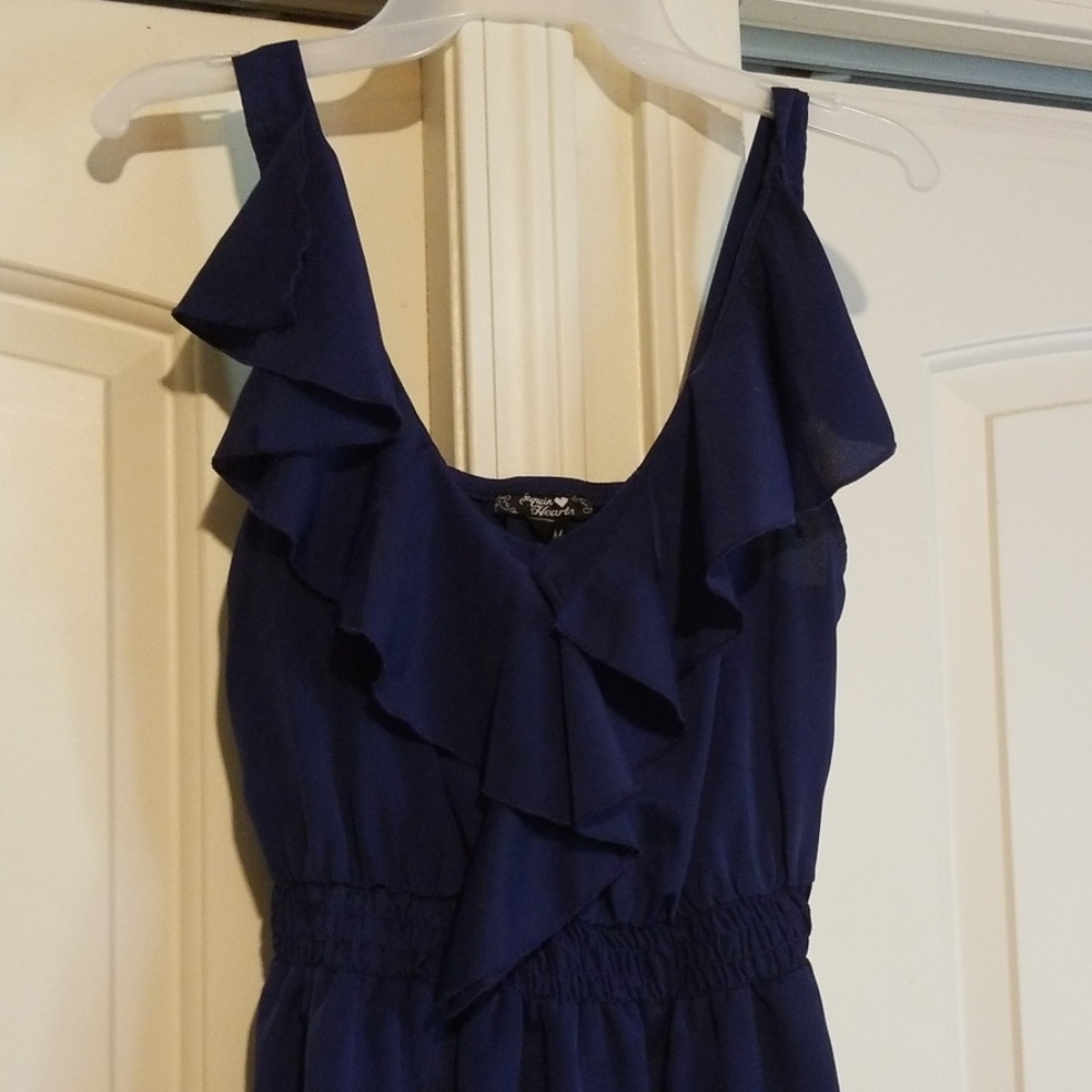 Navy Ruffle Dress - Picture 2 of 4